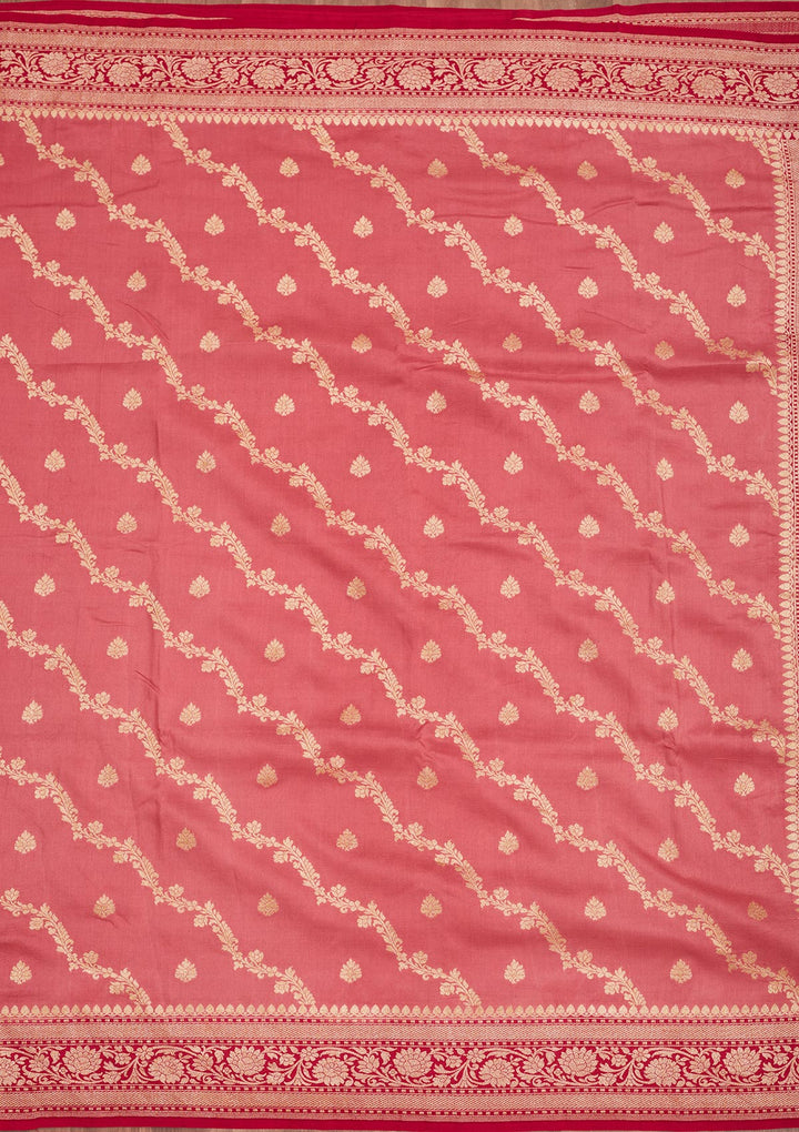 Onion Pink Zariwork Pure Silk Saree