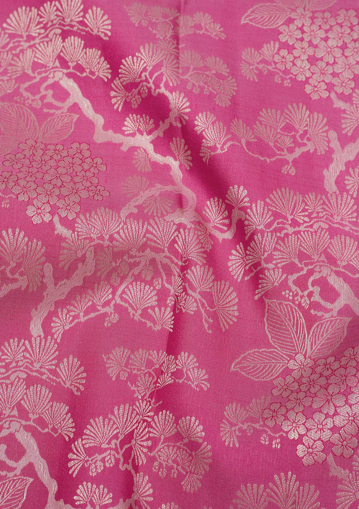 Onion Pink Zariwork Pure Silk Saree