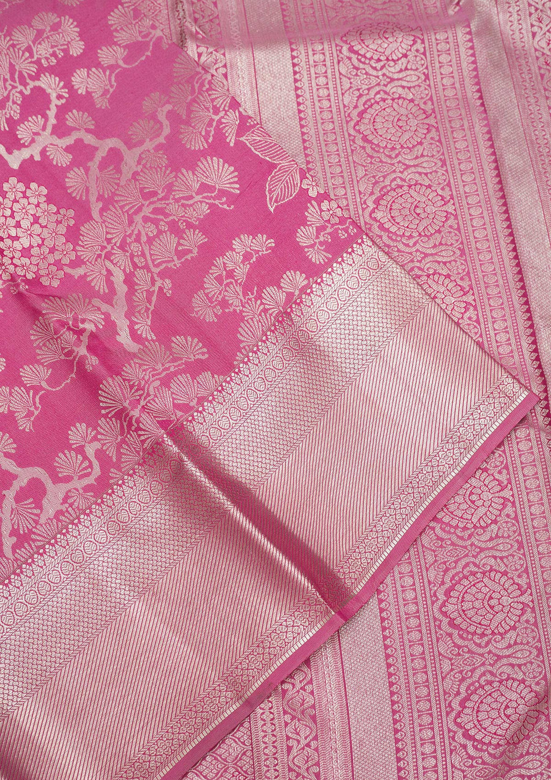 Onion Pink Zariwork Pure Silk Saree
