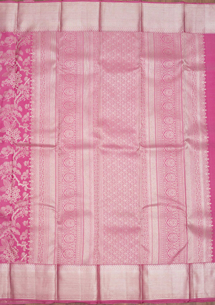 Onion Pink Zariwork Pure Silk Saree