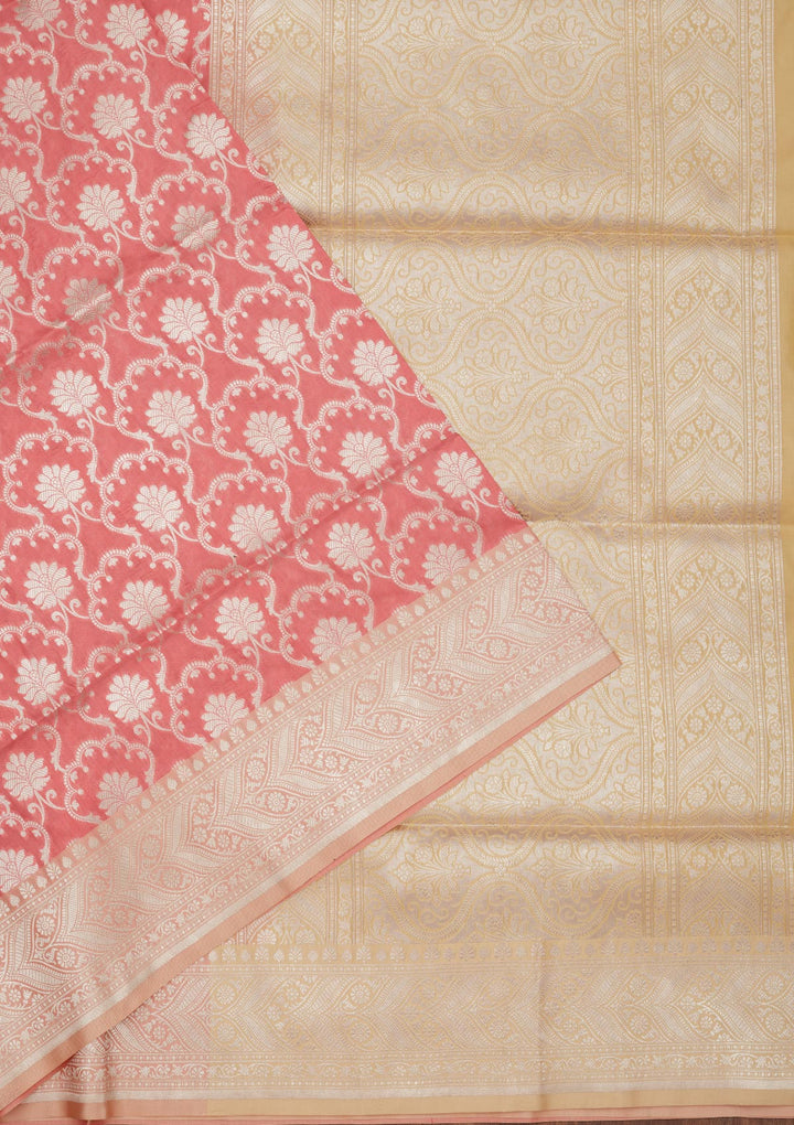 Onion Pink Zariwork Pure Silk Saree