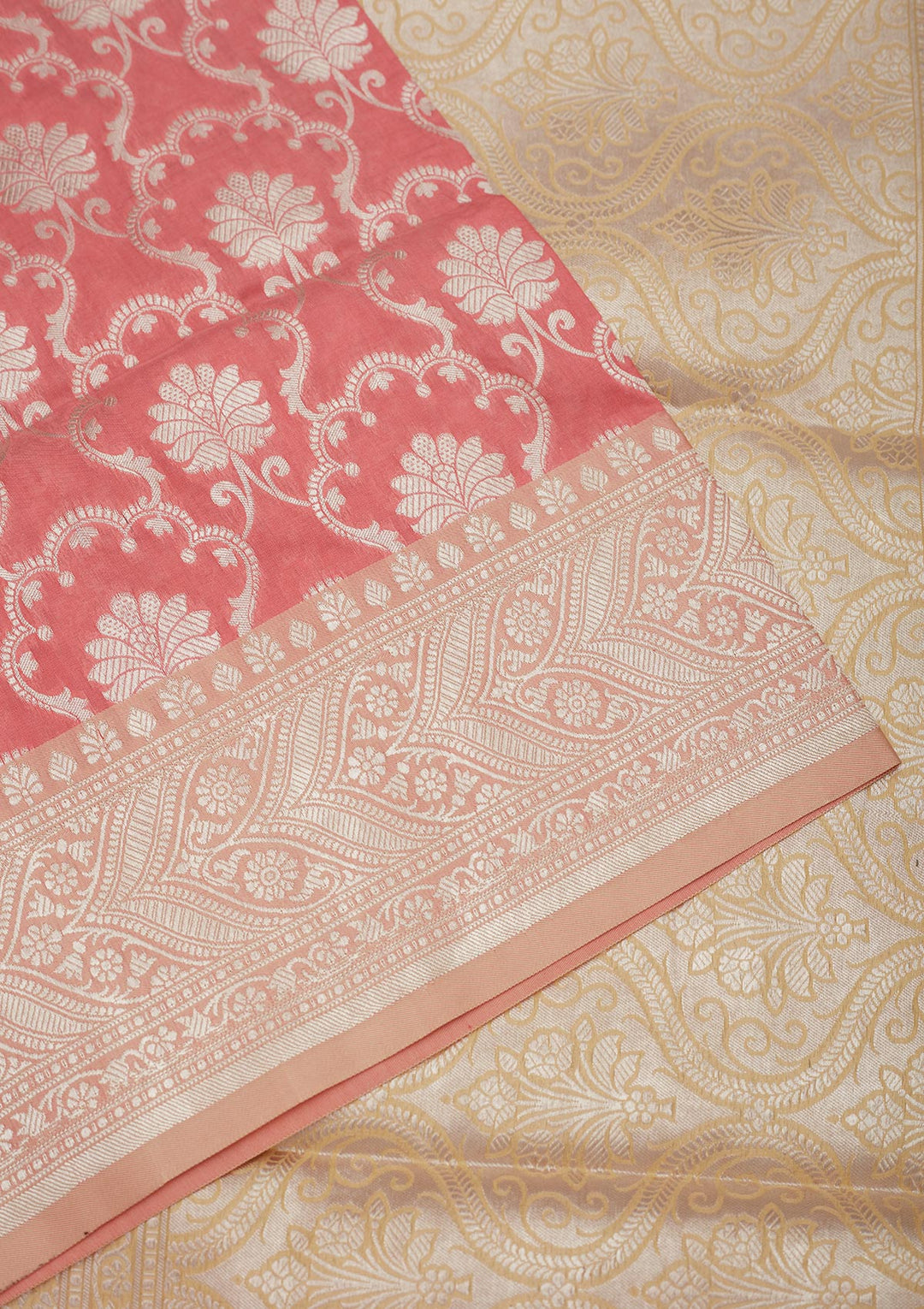 Onion Pink Zariwork Pure Silk Saree