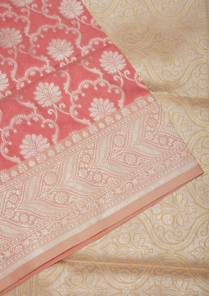 Onion Pink Zariwork Pure Silk Saree