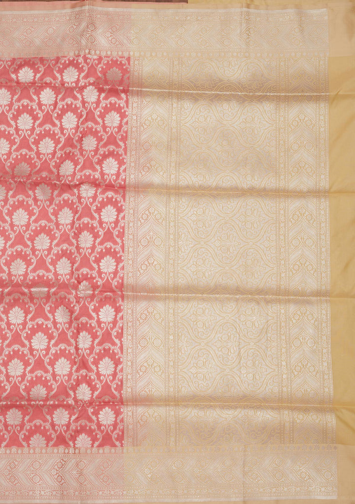 Onion Pink Zariwork Pure Silk Saree