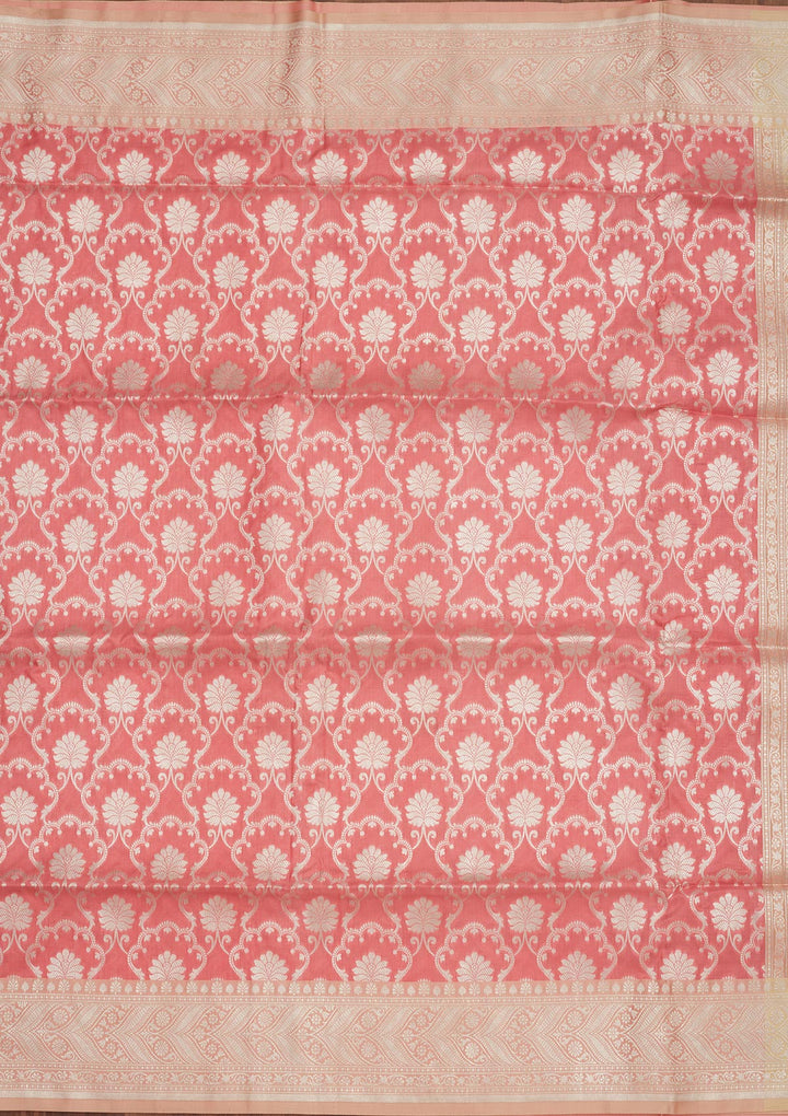 Onion Pink Zariwork Pure Silk Saree