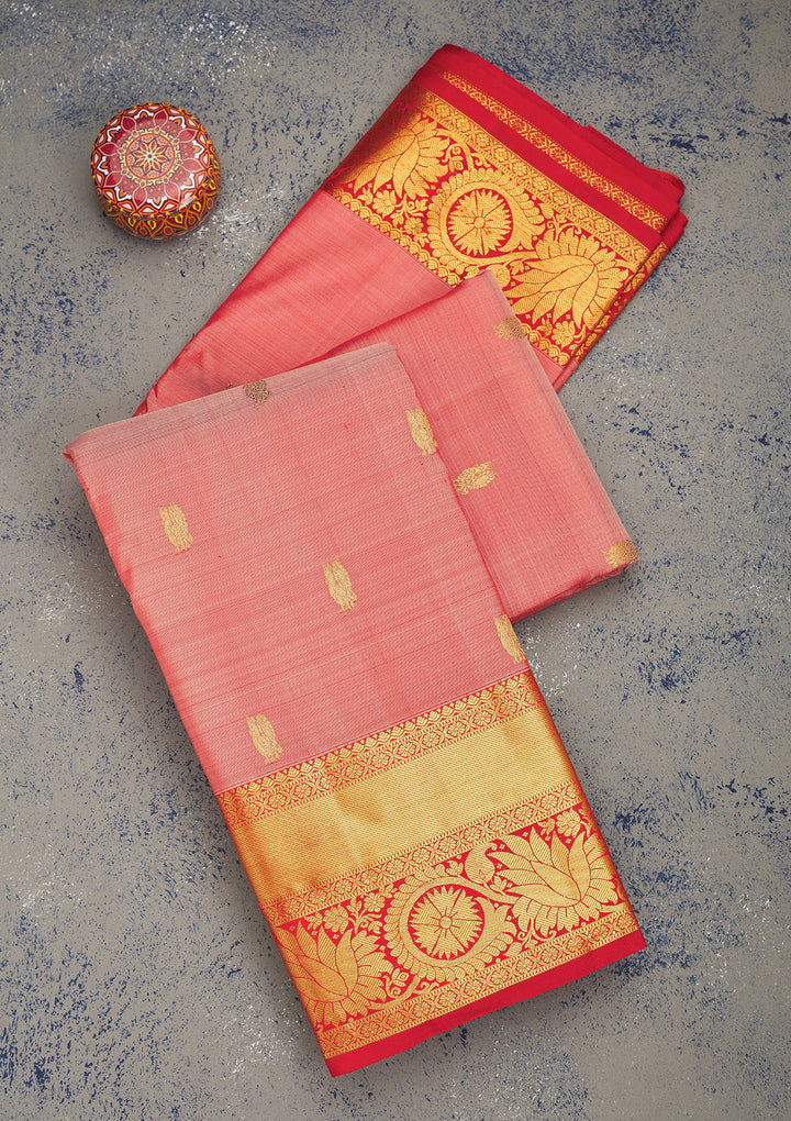 Onion Pink Zariwork Pure Silk Saree
