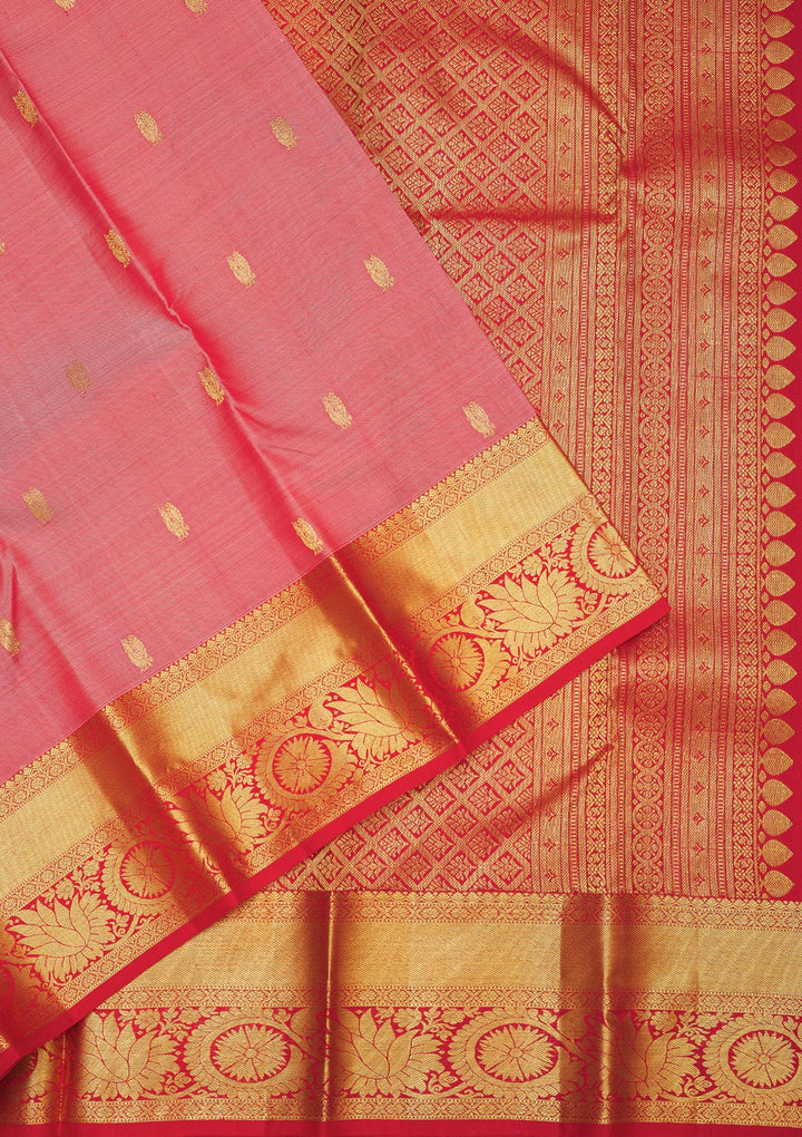 Onion Pink Zariwork Pure Silk Saree