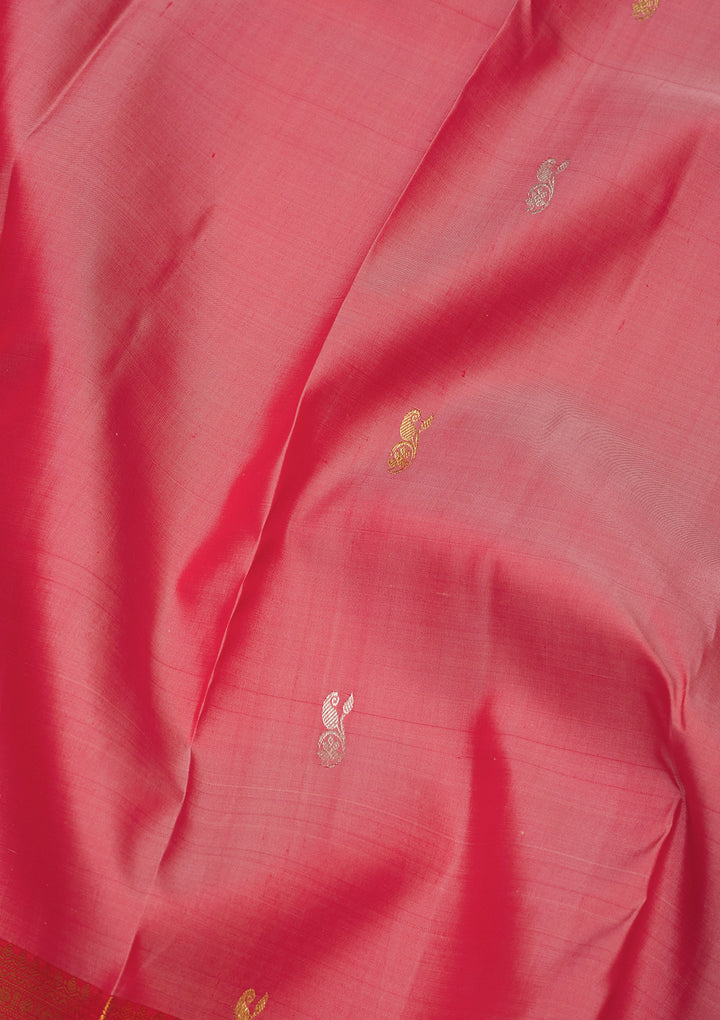 Onion Pink Zariwork Pure Silk Saree