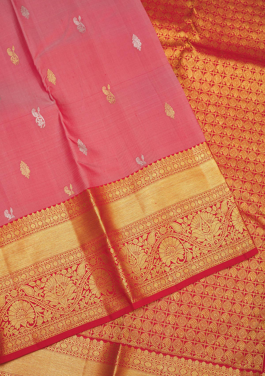 Onion Pink Zariwork Pure Silk Saree