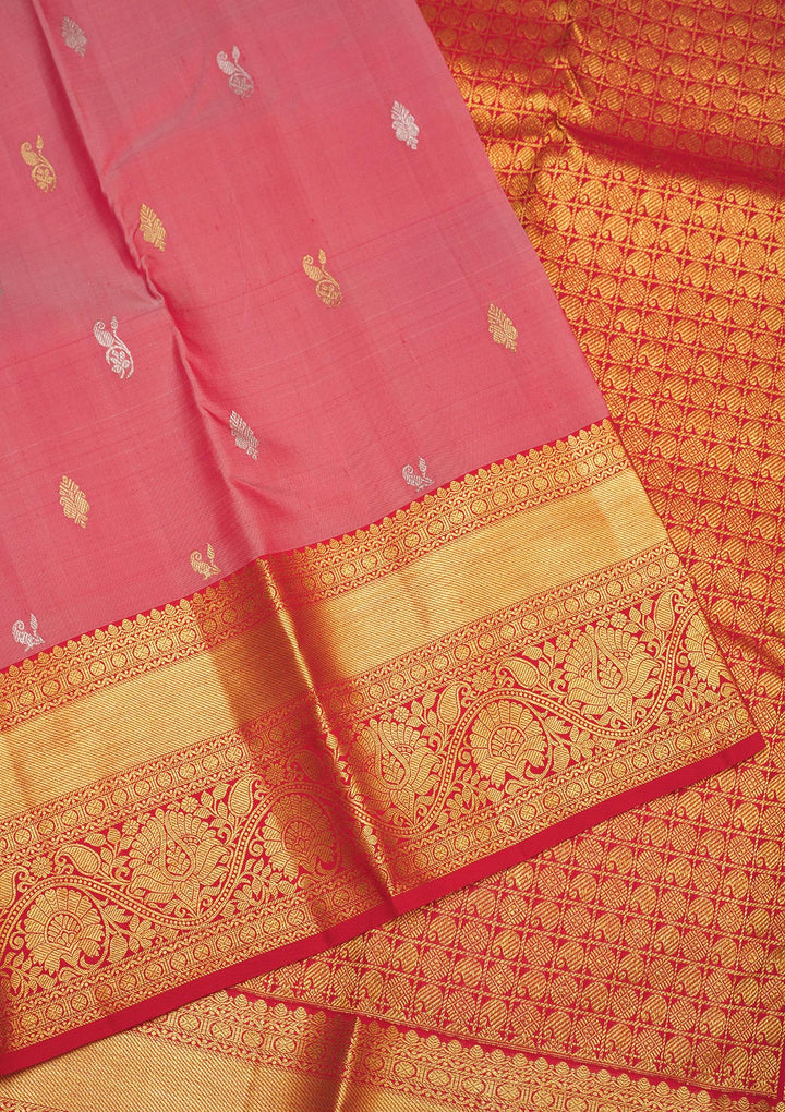 Onion Pink Zariwork Pure Silk Saree