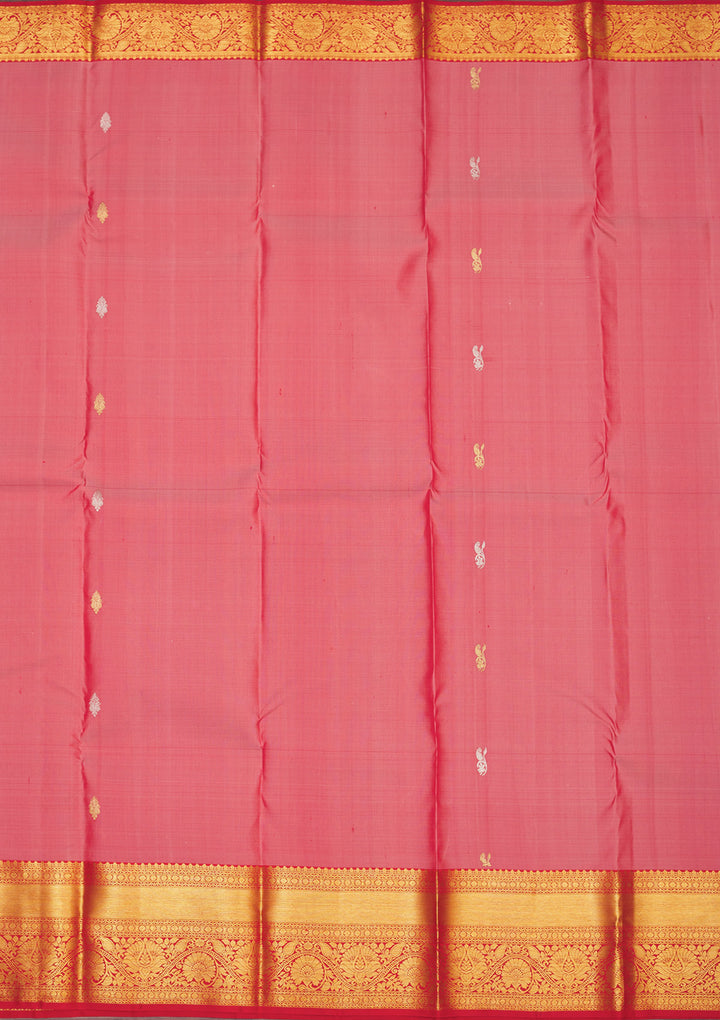Onion Pink Zariwork Pure Silk Saree