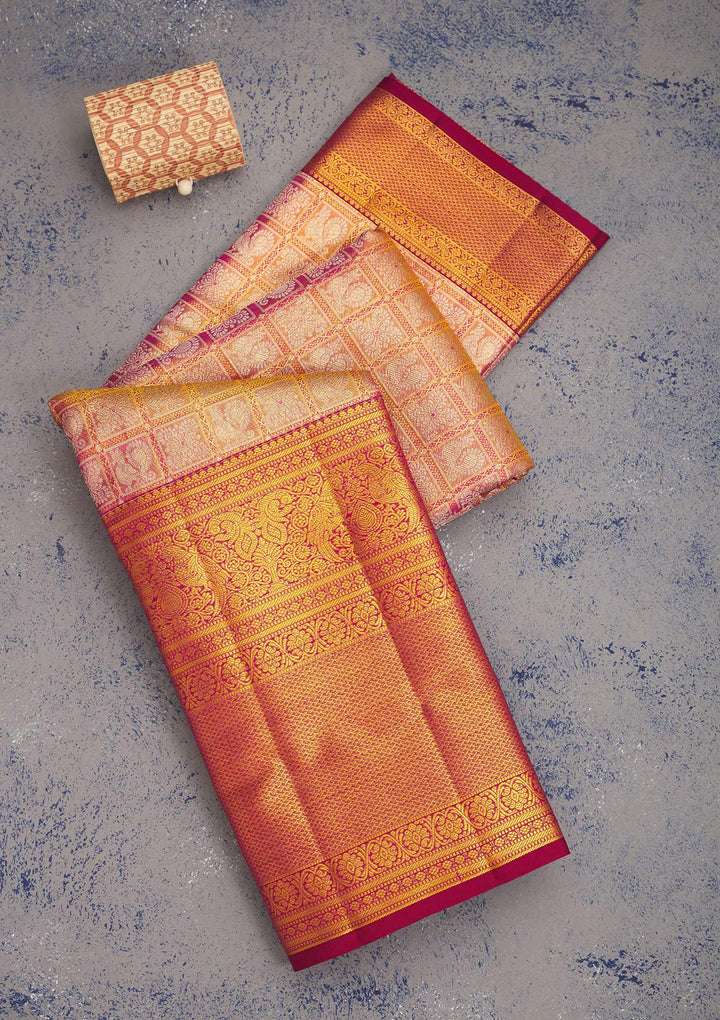 Onion Pink Zariwork Pure Silk Saree