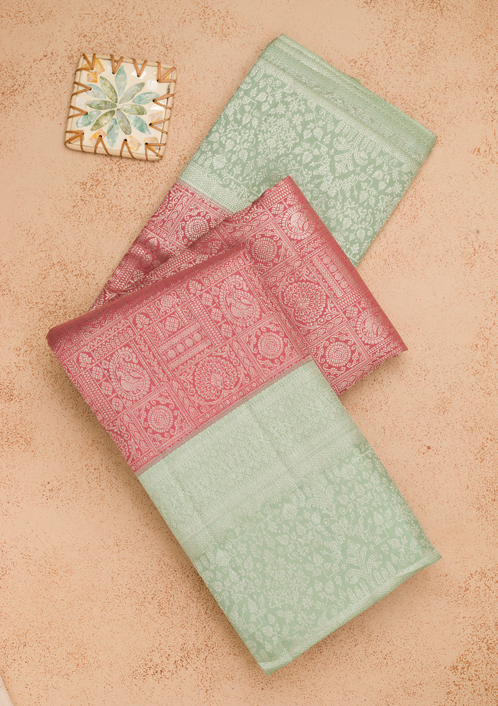 Onion Pink Zariwork Pure Silk Saree