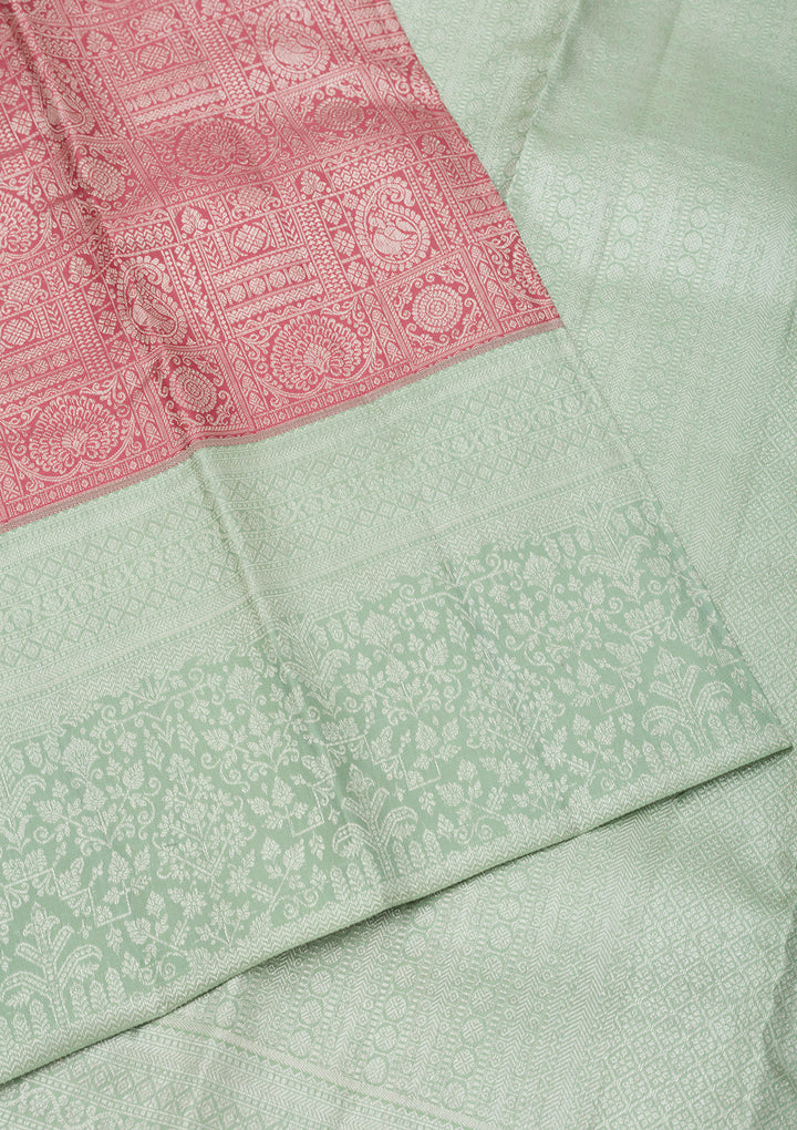 Onion Pink Zariwork Pure Silk Saree