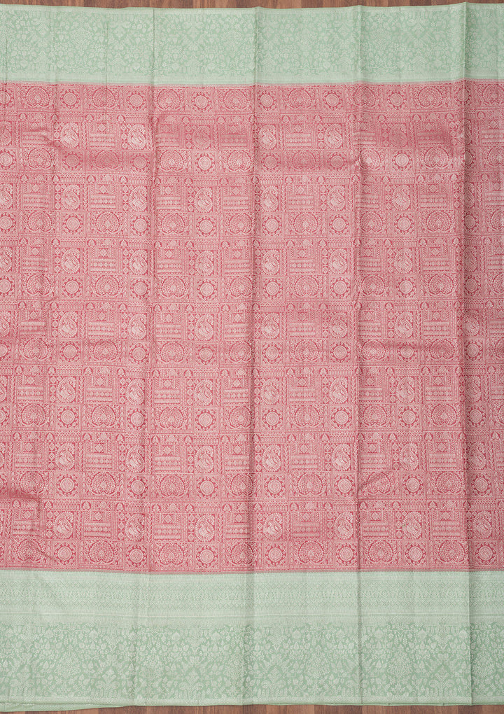 Onion Pink Zariwork Pure Silk Saree
