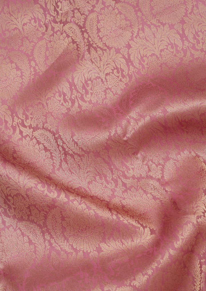 Onion Pink Zariwork Pure Silk Saree