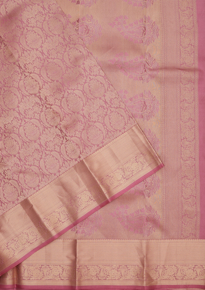 Onion Pink Zariwork Pure Silk Saree
