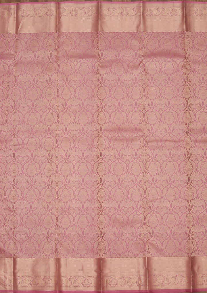 Onion Pink Zariwork Pure Silk Saree