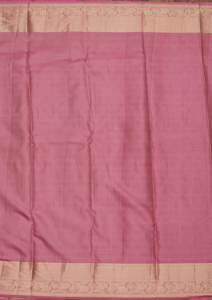 Onion Pink Zariwork Pure Silk Saree