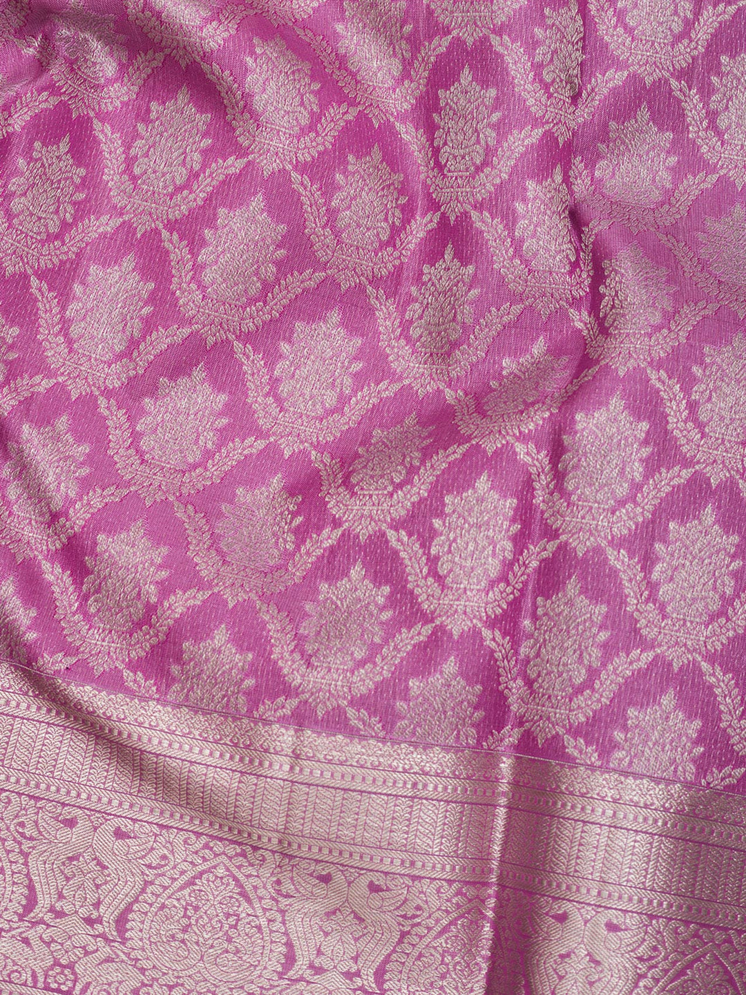 Onion Pink Zariwork Pure Silk Saree