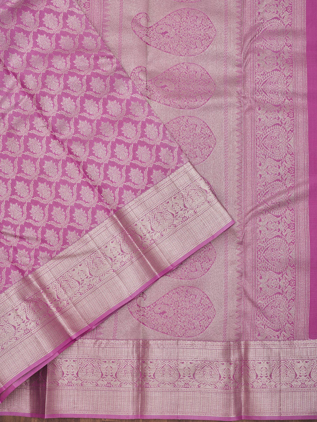 Onion Pink Zariwork Pure Silk Saree