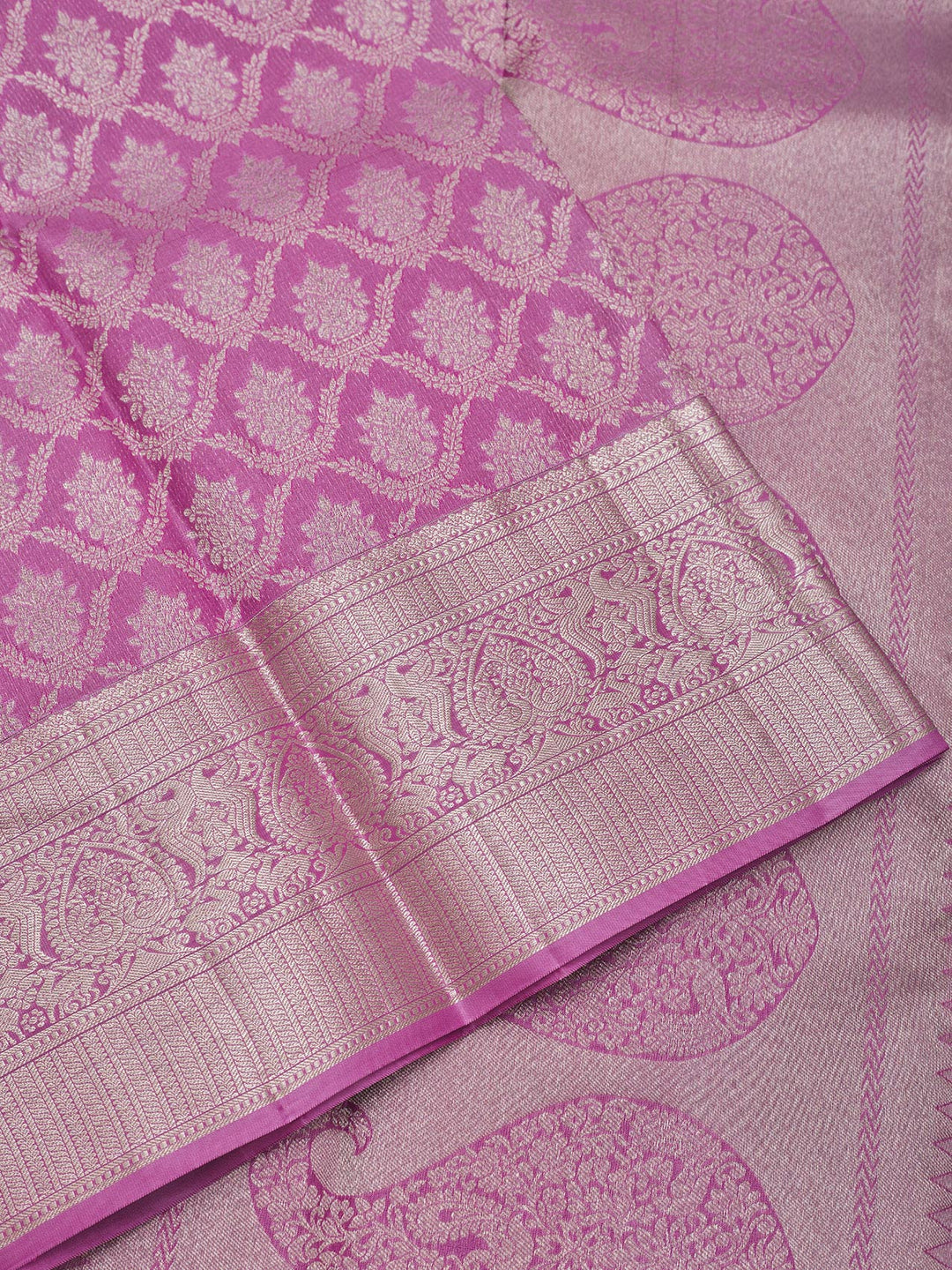 Onion Pink Zariwork Pure Silk Saree