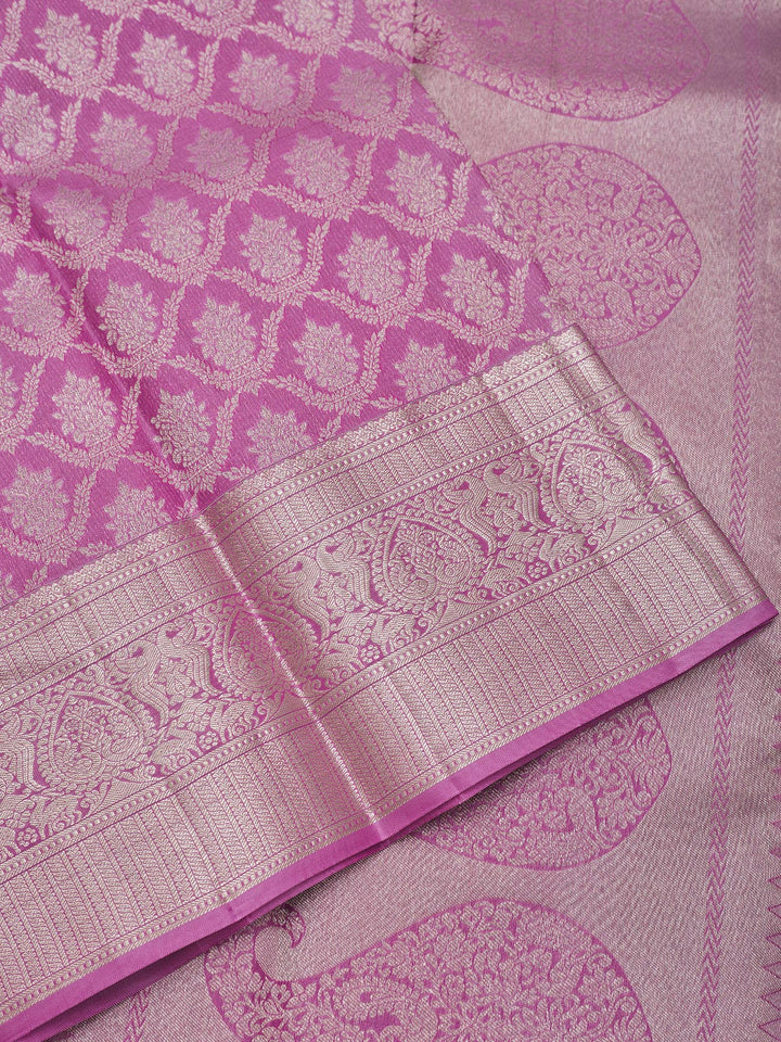 Onion Pink Zariwork Pure Silk Saree