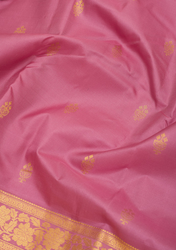 Onion Pink Zariwork Pure Silk Saree