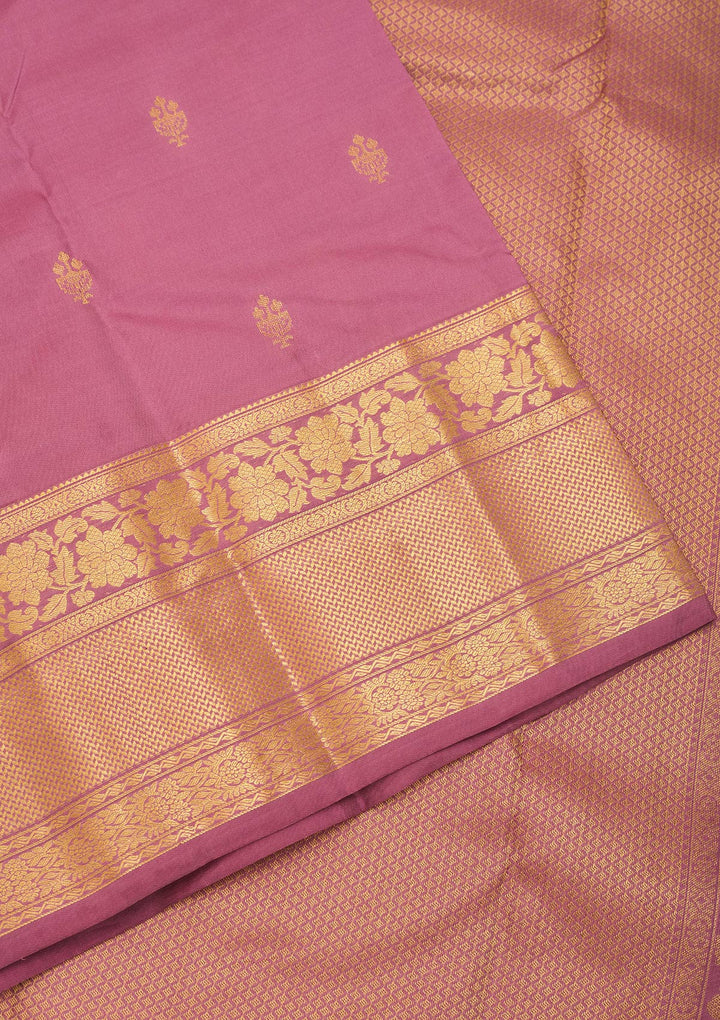 Onion Pink Zariwork Pure Silk Saree