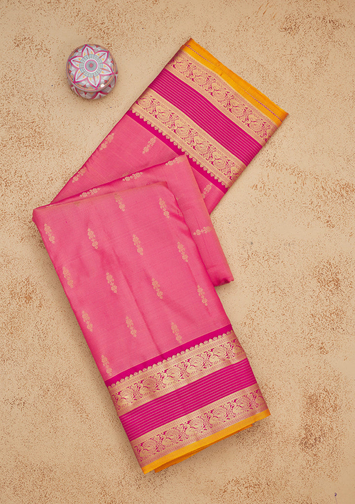 Onion Pink Zariwork Pure Silk Saree