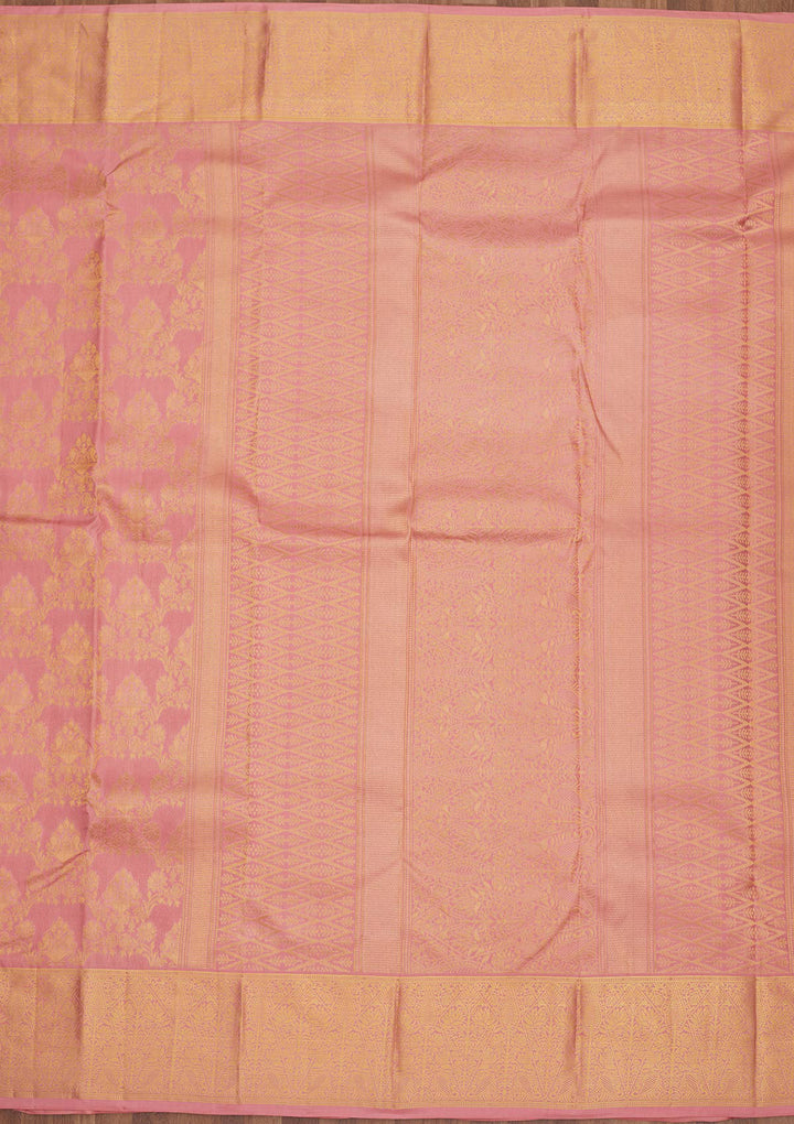 Onion Pink Zariwork Pure Silk Saree