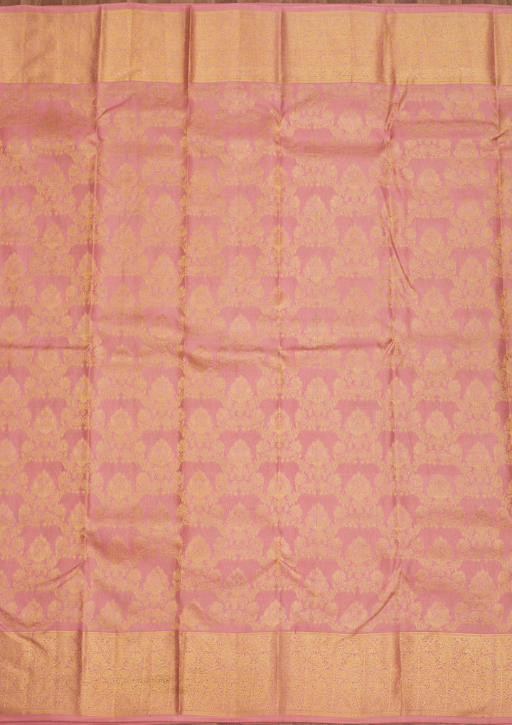Onion Pink Zariwork Pure Silk Saree