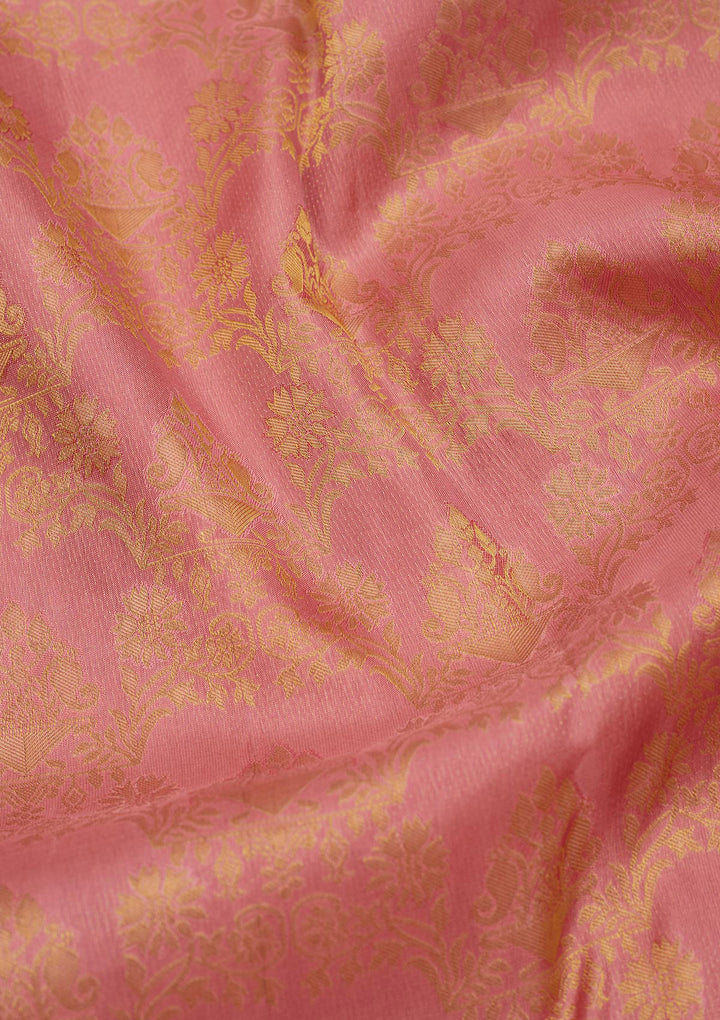 Onion Pink Zariwork Pure Silk Saree