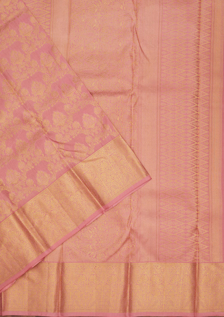 Onion Pink Zariwork Pure Silk Saree