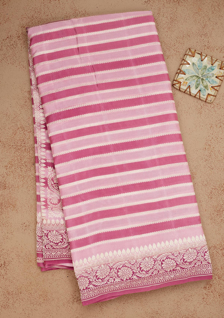 Onion Pink Zariwork Pure Silk Saree