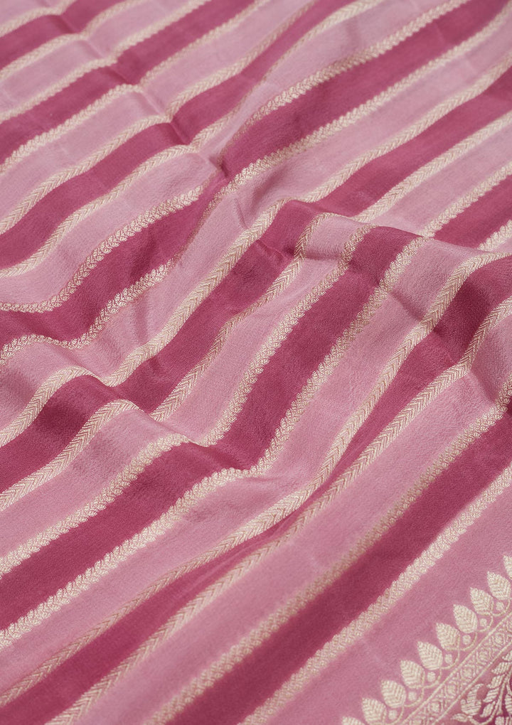 Onion Pink Zariwork Pure Silk Saree