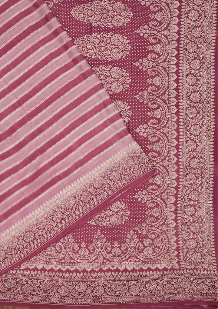 Onion Pink Zariwork Pure Silk Saree