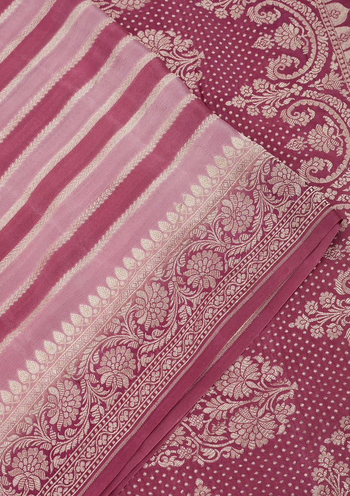 Onion Pink Zariwork Pure Silk Saree