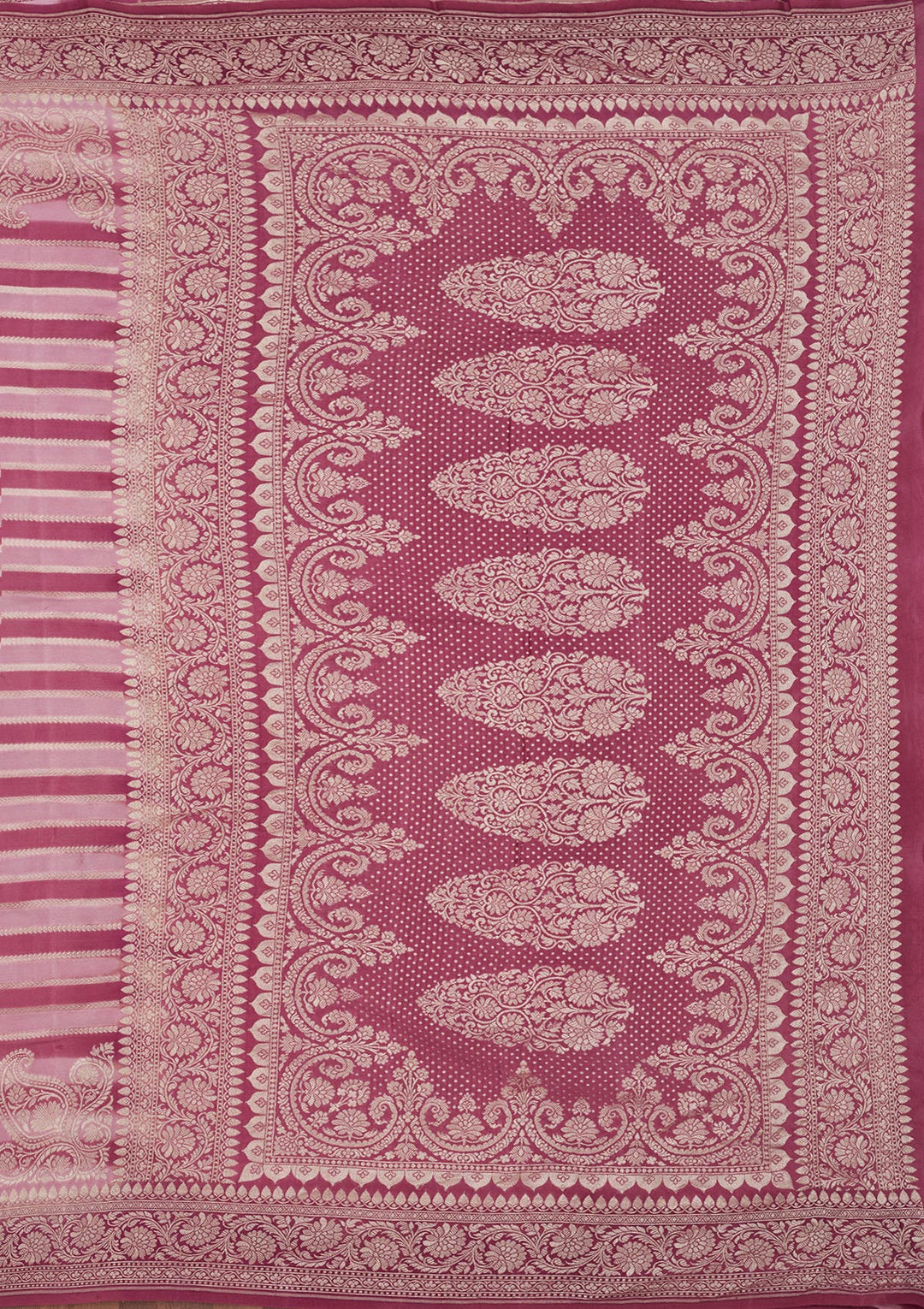 Onion Pink Zariwork Pure Silk Saree