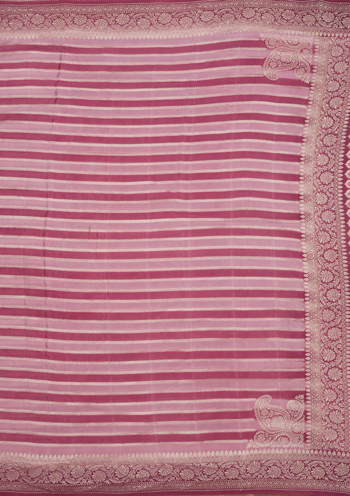 Onion Pink Zariwork Pure Silk Saree