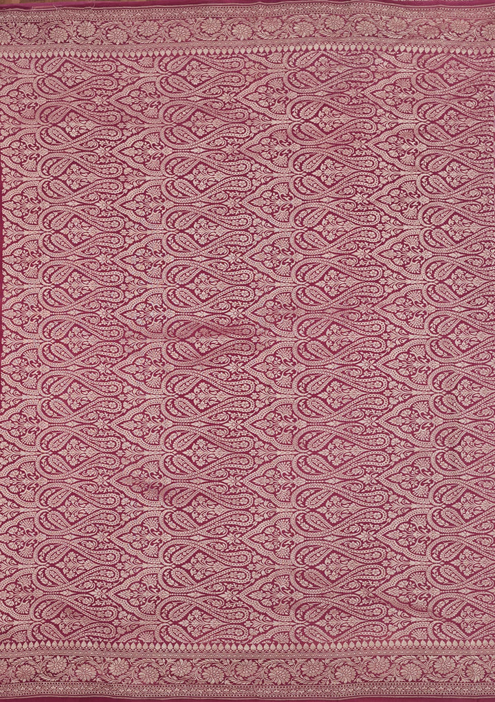 Onion Pink Zariwork Pure Silk Saree