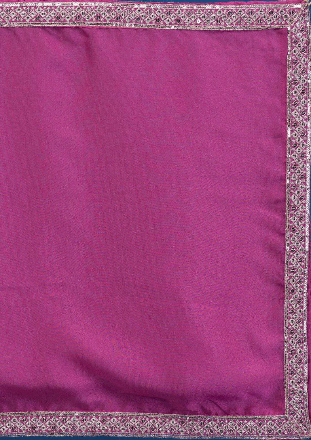 Onion Pink Zariwork Semi Crepe Readymade Lehenga