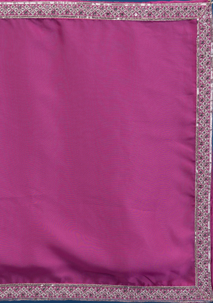Onion Pink Zariwork Semi Crepe Readymade Lehenga