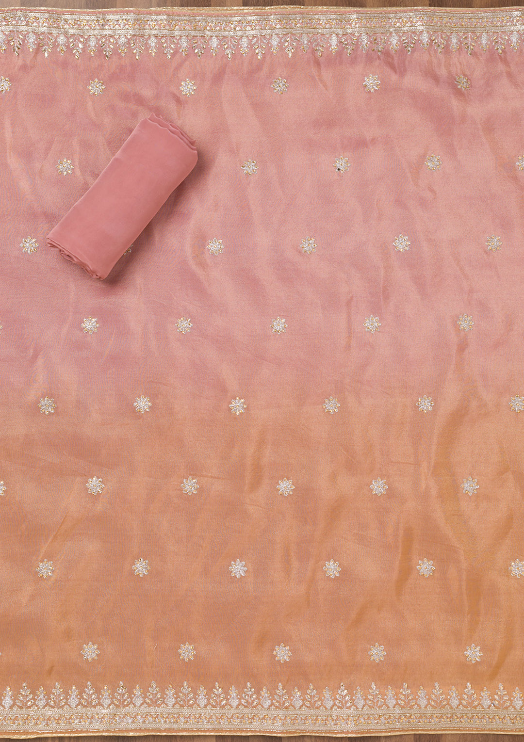 Onion Pink Zariwork Semi Crepe Unstitched Salwar Suit