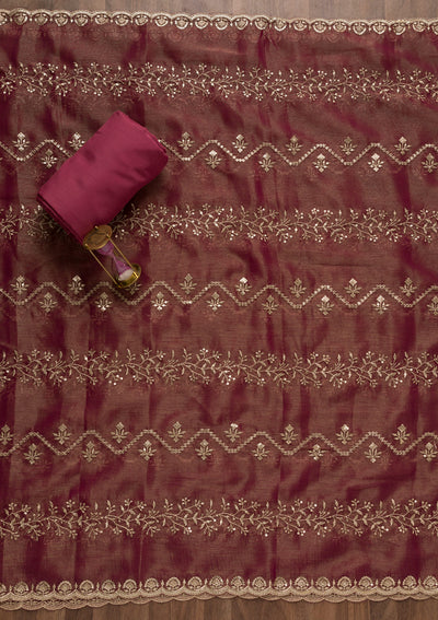Onion Pink Zariwork Shimmer Georgette Unstitched Salwar Suit