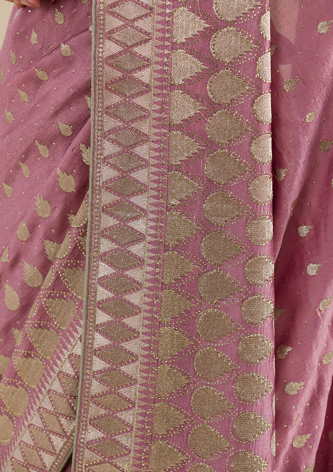Onion Pink Zariwork Soft Silk Saree