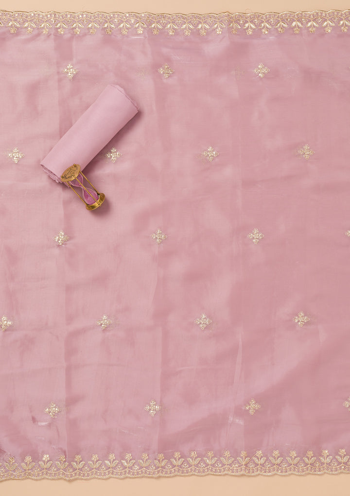 Onion Pink Zariwork Tissue Unstitched Salwar Suit