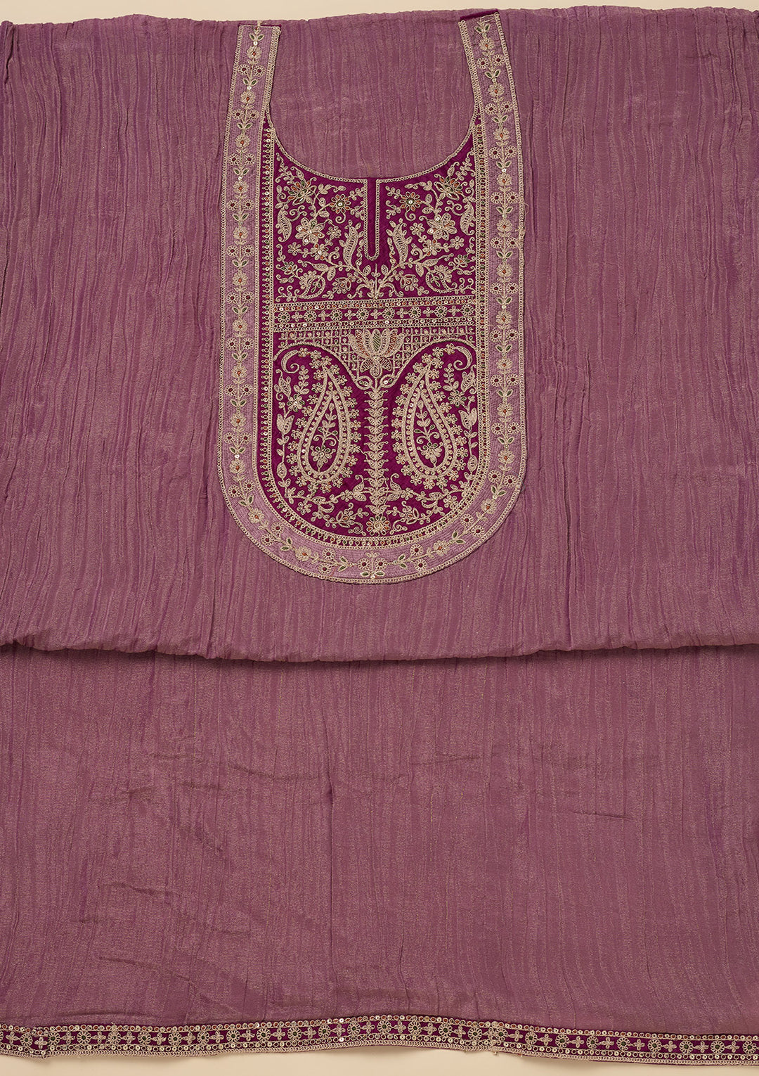 Onion Pink Zariwork Tissue Unstitched Salwar Suit