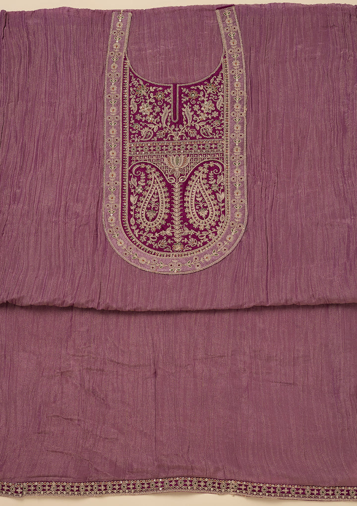 Onion Pink Zariwork Tissue Unstitched Salwar Suit