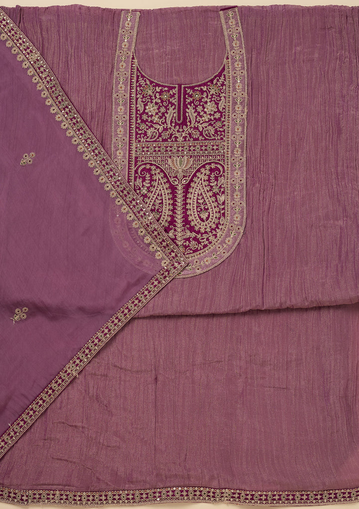 Onion Pink Zariwork Tissue Unstitched Salwar Suit